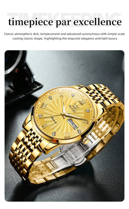 OLEVS 6630 Men's Watch - Automatic Mechanical, Threaded Dial, Waterproof, Stainless Steel, Luxury