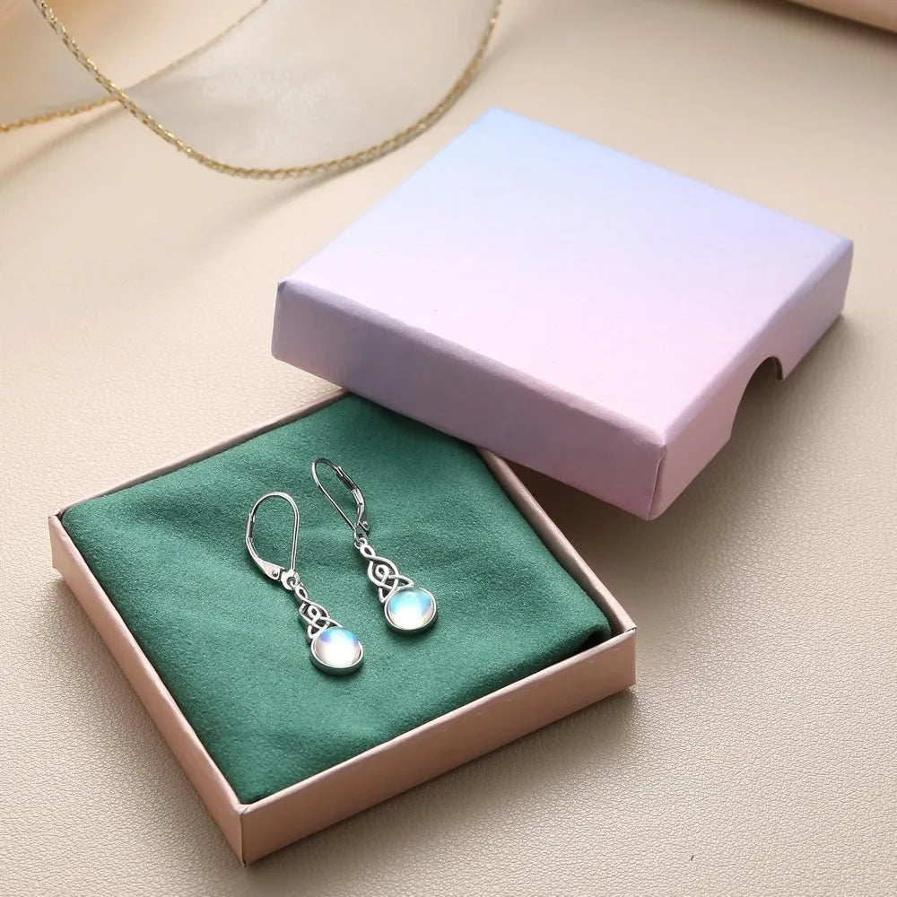 Moonstone Drop Earrings – 925 Sterling Silver, Vintage Style