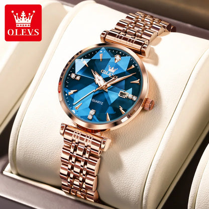 OLEVS 5536 Women's Luxury Watch - Sapphire Crystal, Zircon Scale, Chronograph, Waterproof