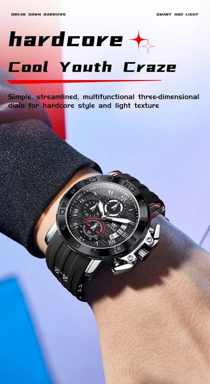 OLEVS 9986 Men's Watch - 51mm Large Dial, Silicone Strap, Waterproof, Chronograph, Luminous
