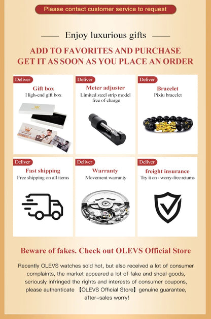 OLEVS 5536 Women's Luxury Watch - Sapphire Crystal, Zircon Scale, Chronograph, Waterproof