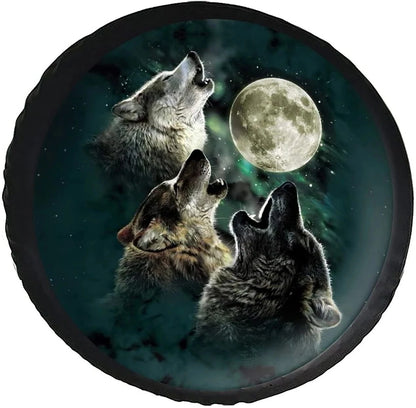 3D Wolf Spare Tire Cover - Polyester Waterproof Dustproof Universal