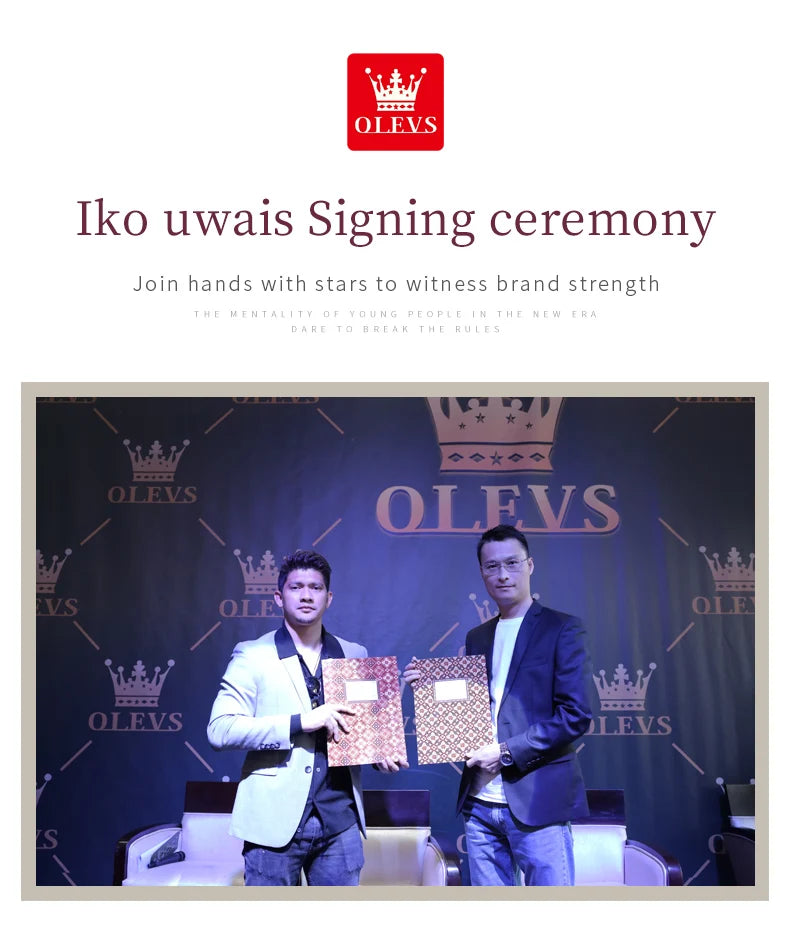 OLEVS 5606 Original Diamond Watch - Leather Strap, 3M Waterproof, Luminous