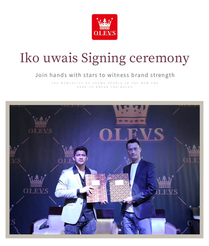 OLEVS 5606 Original Diamond Watch - Leather Strap, 3M Waterproof, Luminous