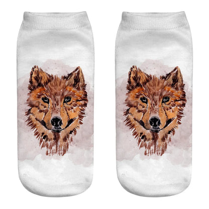 Wild Wolf Series Unisex Sox Women's Funny Cartoon Animal Cute 3D Print Ankle Socks Hot Fashion Punk Gothic Club Sokken