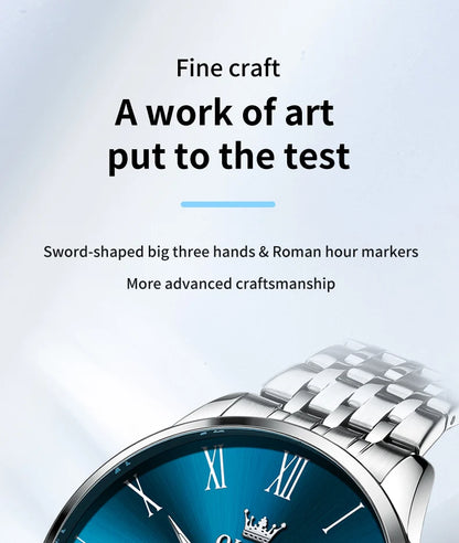 OLEVS 3633 Men's Watch - Business Simple, Waterproof, Luminous, Stainless Steel, Dual Calendar