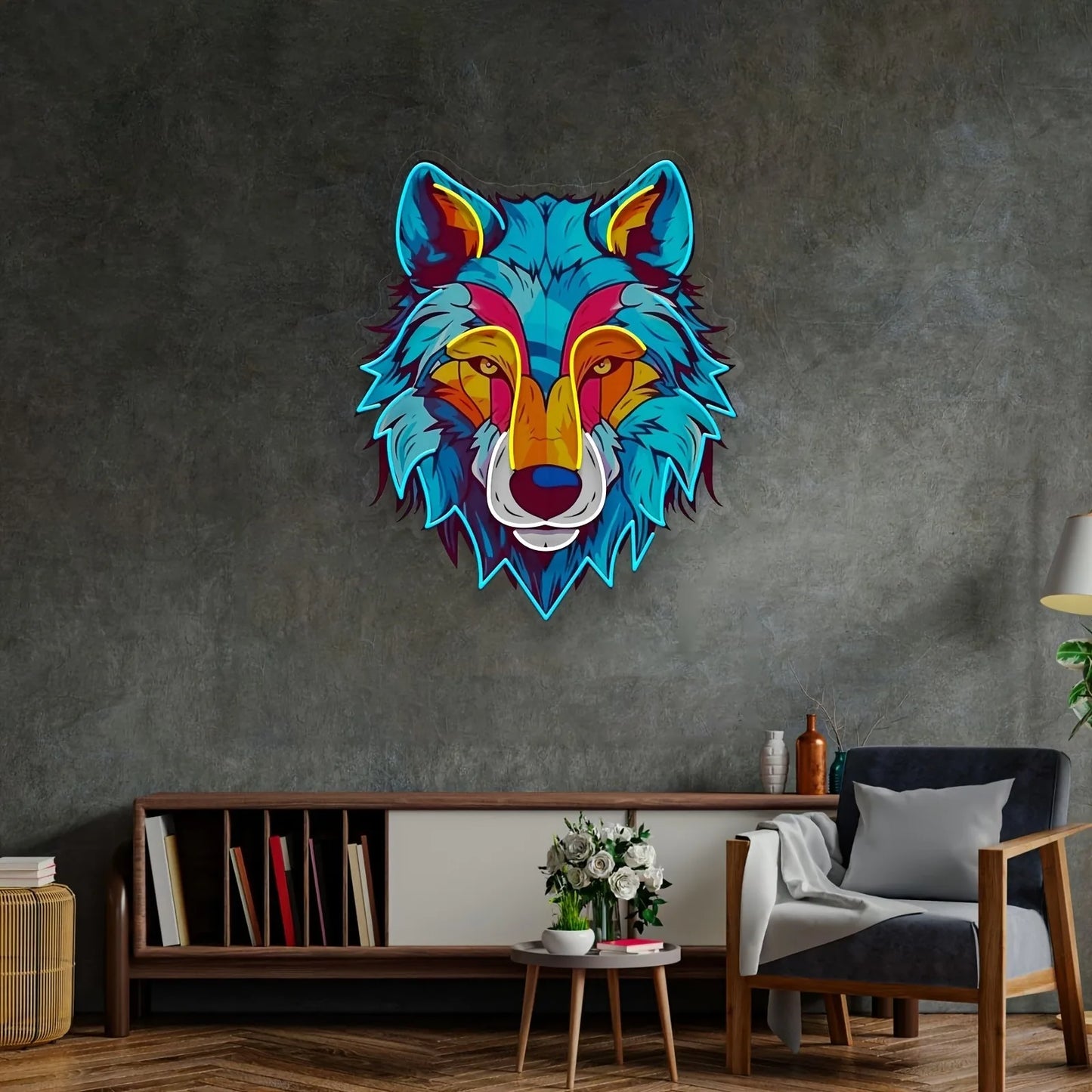 Wolf LED Neon Sign - USB Powered 5V Dimmable Wall Art Decor