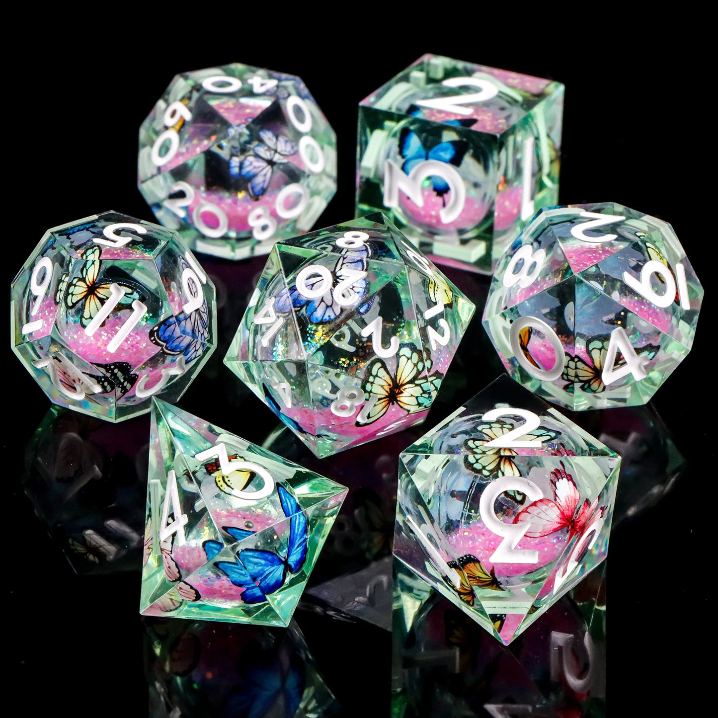 Liquid Core Butterfly DnD Dice Set – 7 Pcs