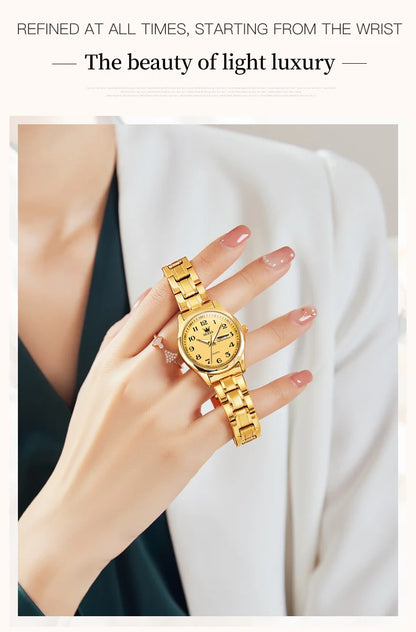 OLEVS 5567 Women's Watch - Fashion, Waterproof, Luminous, Stainless Steel Gold, Luxury Elegant