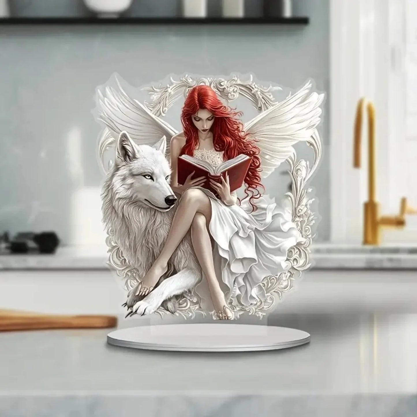 Wolf and Fairy Acrylic Plaque - 20x20cm 2D Desktop Decor Sign