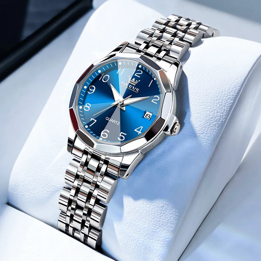 OLEVS 9931L Women's Watch - Elegant Fashion, Luxury, Waterproof, Stainless Steel, Luminous Date