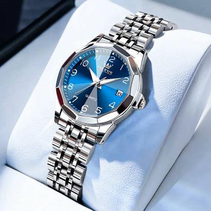 OLEVS 9931L Women's Watch - Elegant Fashion, Luxury, Waterproof, Stainless Steel, Luminous Date