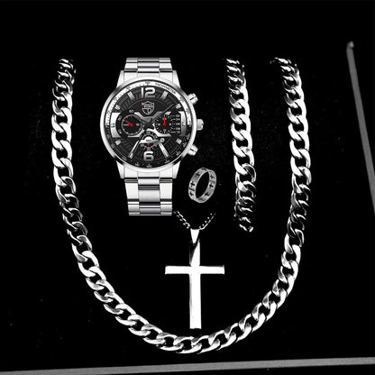 DEYROS Men's Fashion Quartz Watch - Stainless Steel Band, Numberless Dial, Casual Business