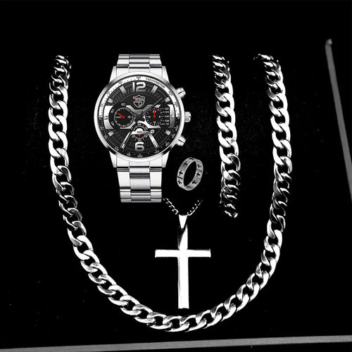 DEYROS Men's Fashion Quartz Watch - Stainless Steel Band, Numberless Dial, Casual Business