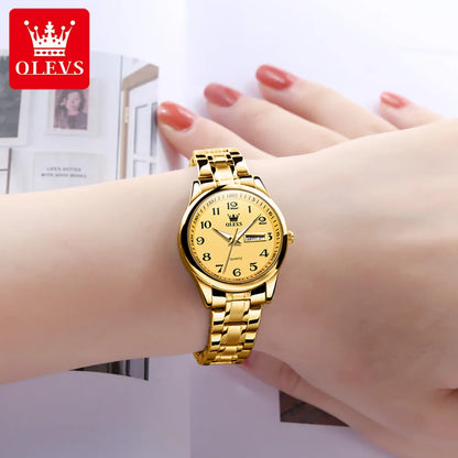 OLEVS 5567 Women's Watch - Fashion, Waterproof, Luminous, Stainless Steel Gold, Luxury Elegant