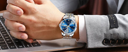 OLEVS 9931 Men's Watch - Rhombus Mirror, Waterproof, Luminous, Stainless Steel, Date Week