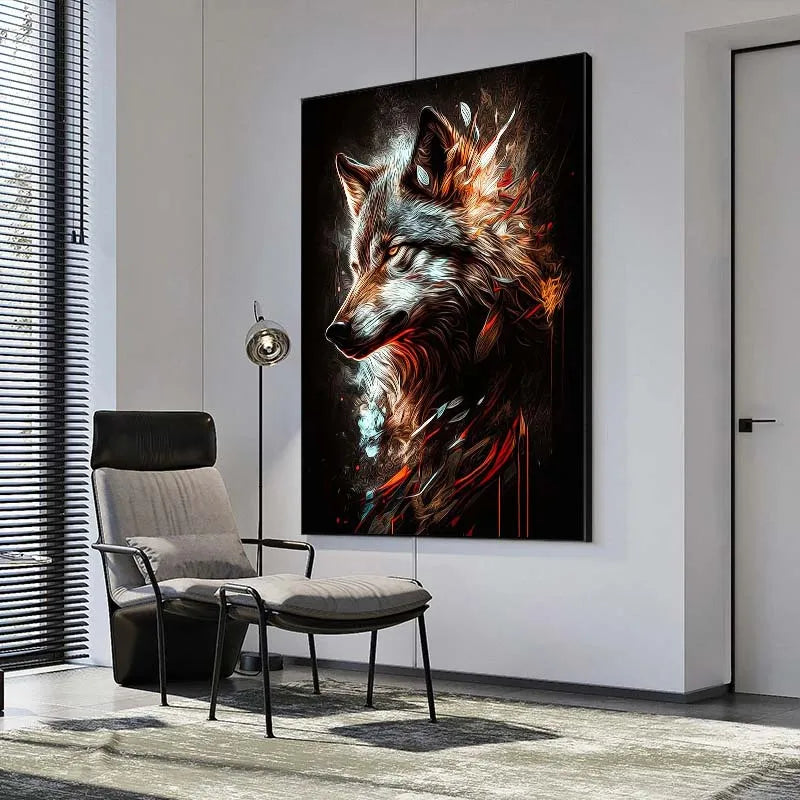 Wolf Canvas Poster - Waterproof Ink Abstract Spray Painting Wall Art