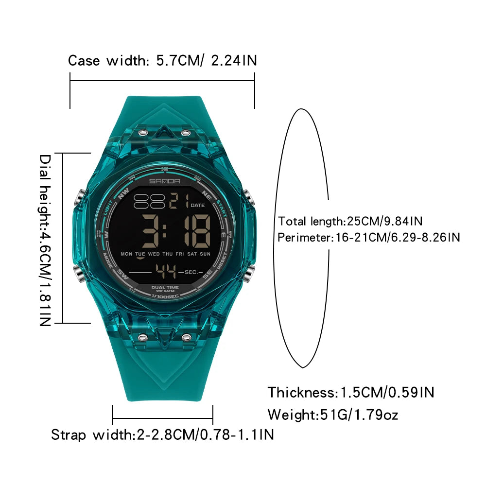 SANDA 6289 Women’s Digital Sports Watch with LED Backlight and Alarm