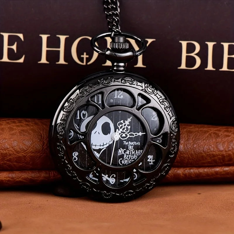 Devil Skull Pocket Watch - Gothic Chain Necklace Gift