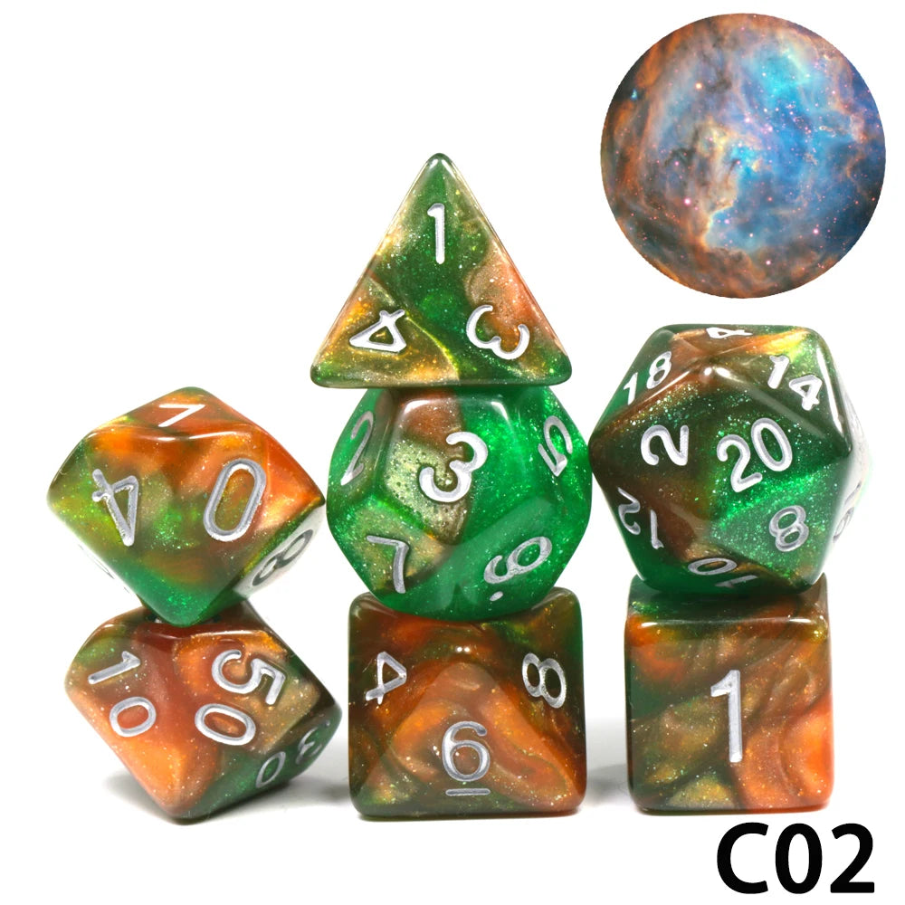 7-Piece Acrylic Polyhedral Dice Set for D&D and RPG Games