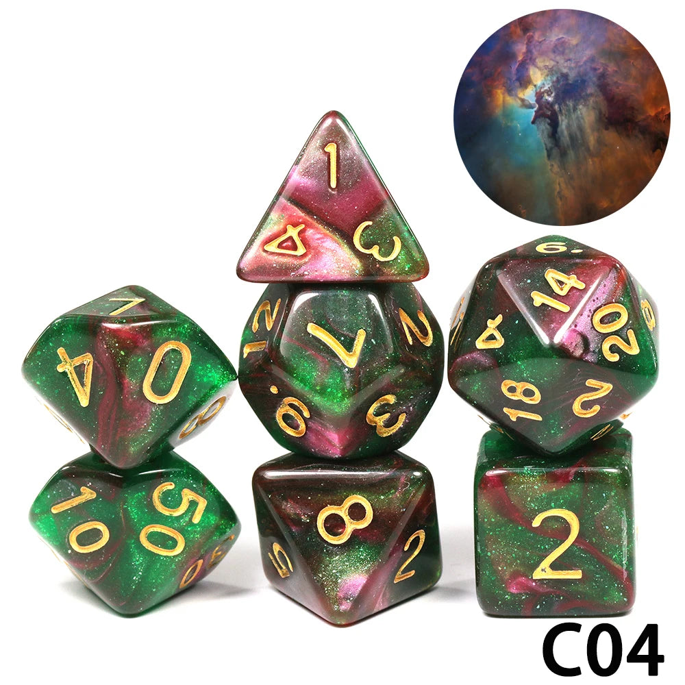7-Piece Acrylic Polyhedral Dice Set for D&D and RPG Games