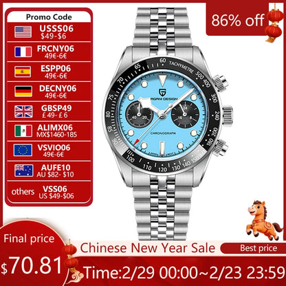 PAGANI DESIGN PD-1813 Chronograph Watch - Sapphire, 100M Waterproof, Luxury Sport
