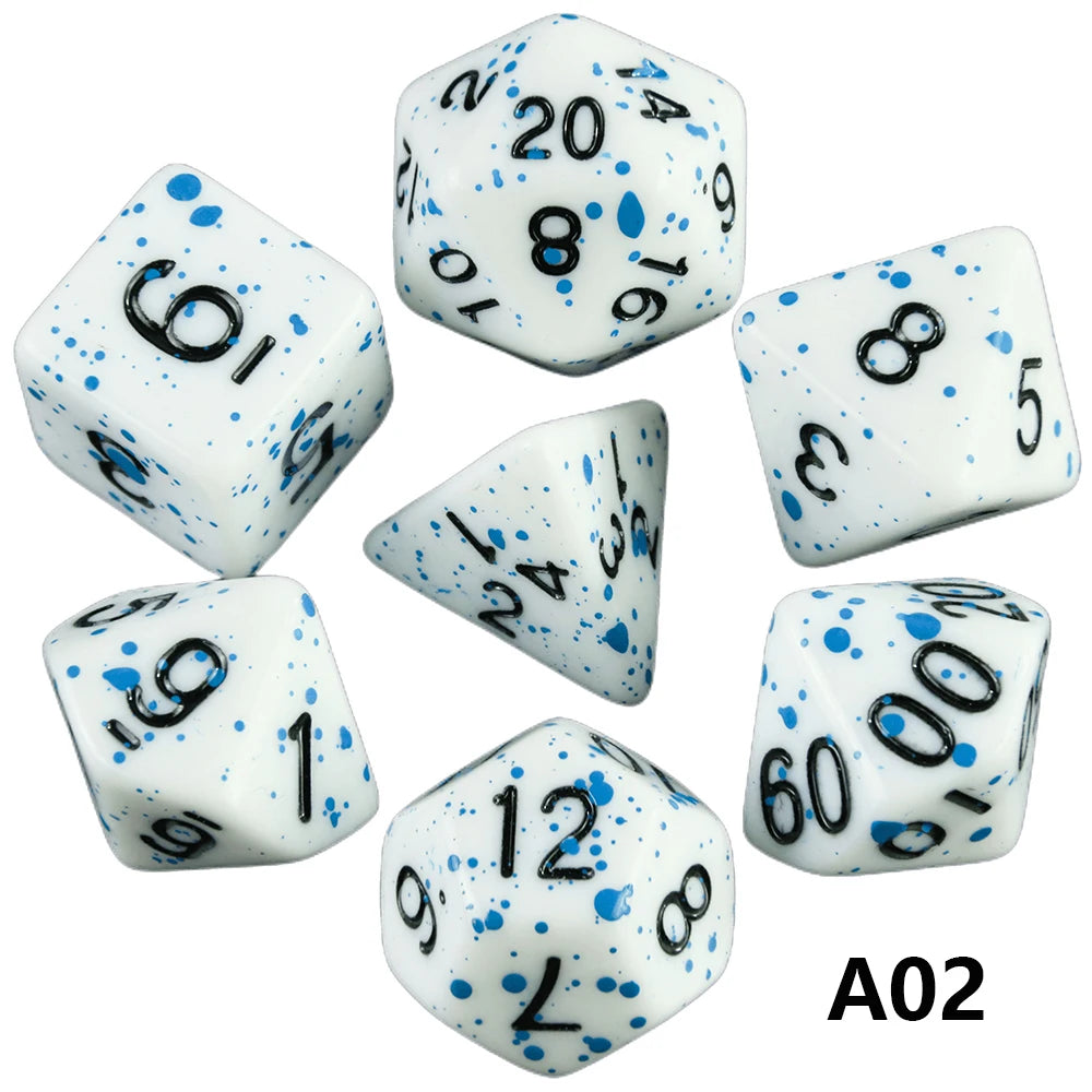 7-Piece Acrylic Polyhedral Dice Set for D&D and RPG Games