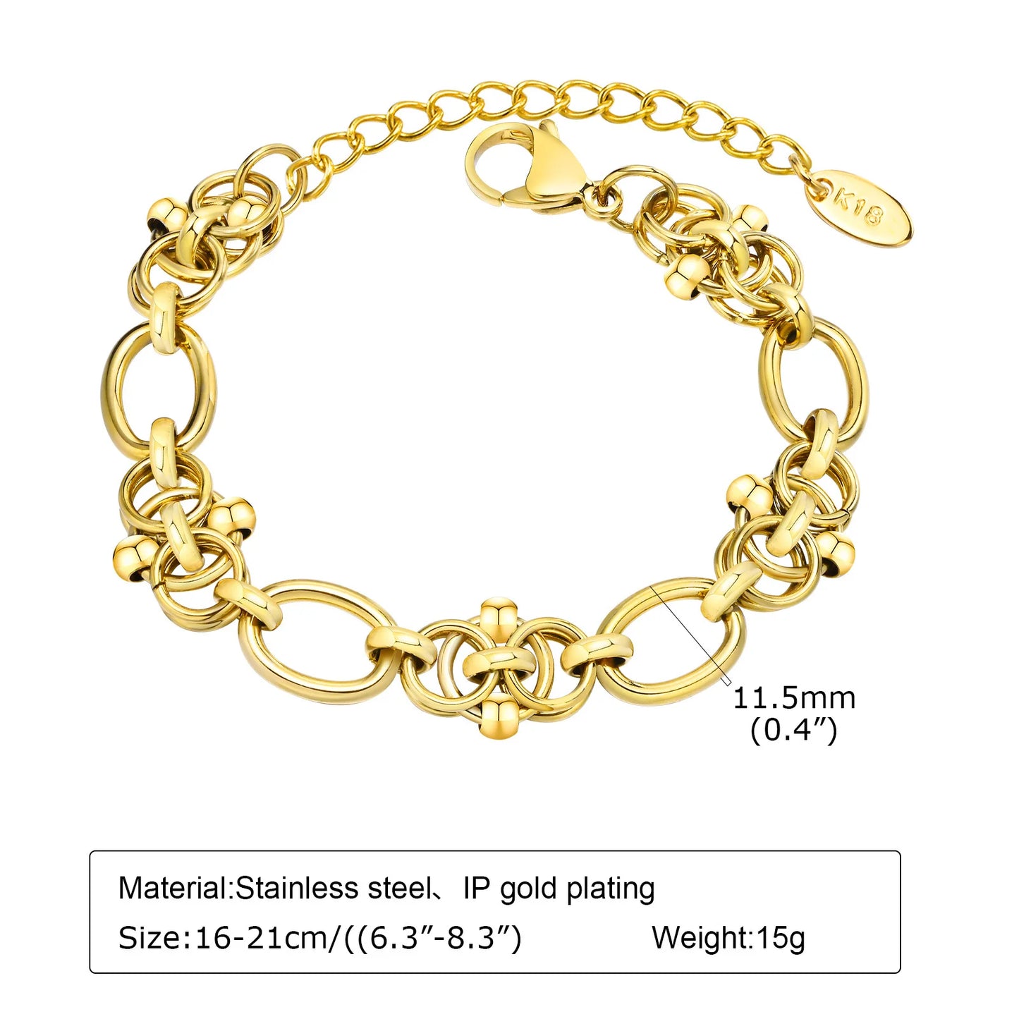 Gold Stainless Steel Chunky Link Chain Bracelet