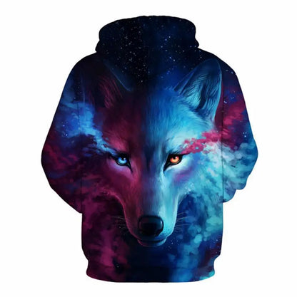 Wolf 3D Print Hoodie - Polyester O-Neck Oversized Streetwear