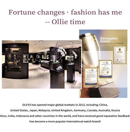 OLEVS 5606 Original Diamond Watch - Leather Strap, 3M Waterproof, Luminous