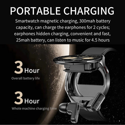 2-in-1 Smartwatch with TWS Earbuds - 1.39" IPS, Heart Rate, IP67, Bluetooth 5.0, 300mAh