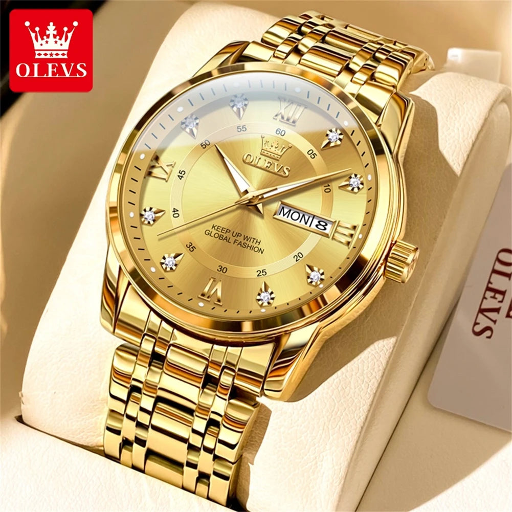 OLEVS Men’s Stainless Steel Quartz Watch with Roman Numerals, Model TY712