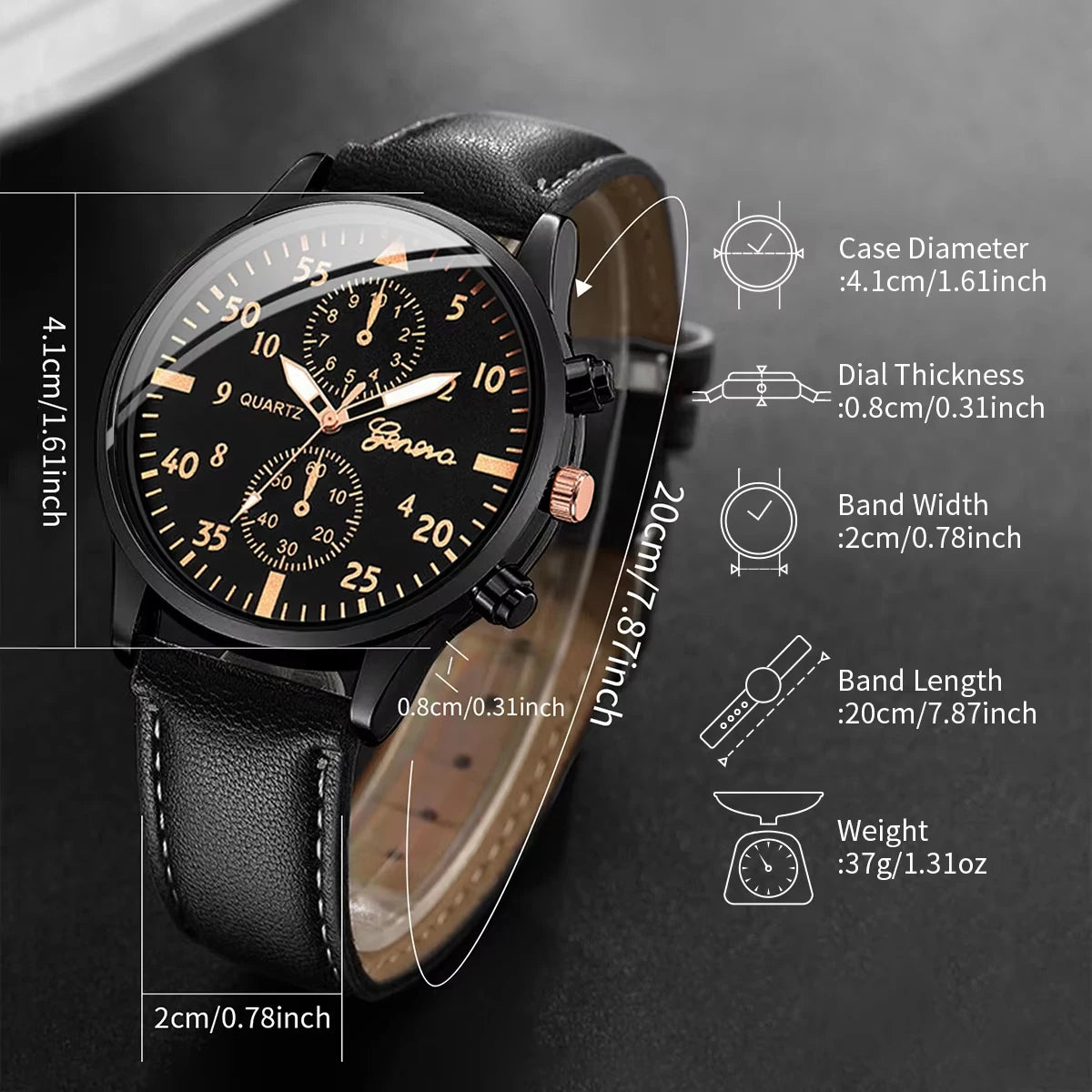 4pcs Women's Quartz Watch & Bracelet Set - Leather Band, Arabic Numeral, Fashion Casual, No Box