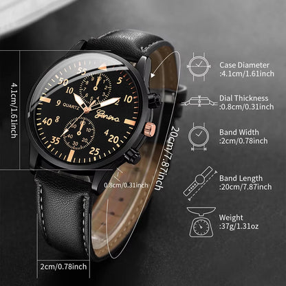 4pcs Women's Quartz Watch & Bracelet Set - Leather Band, Arabic Numeral, Fashion Casual, No Box