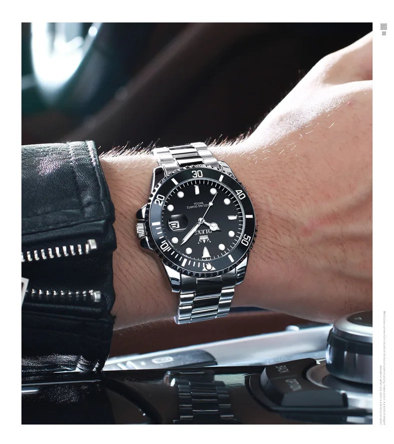 OLEVS 5885 Men's Watch - Luxury, One-Way Rotating Outer Ring, Auto Date, Waterproof, Quartz