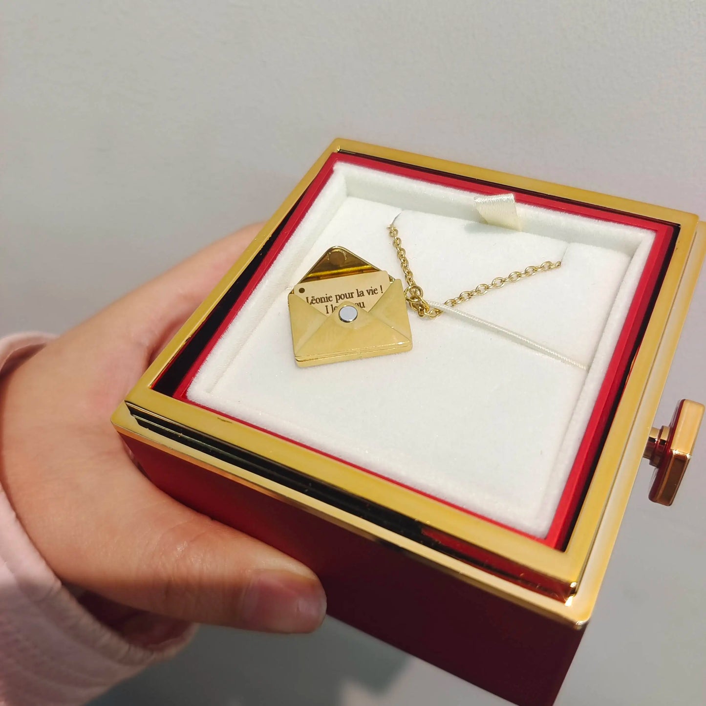 Eternal Rose Box with Custom Envelope Necklace Gift Set