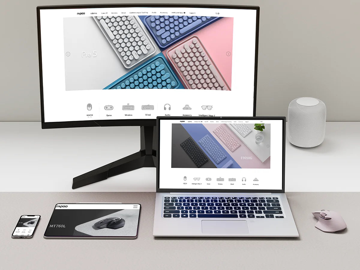 Rapoo MT760 Wireless Mouse - Multi-Device, 4000 DPI, Rechargeable, Bluetooth & 2.4GHz