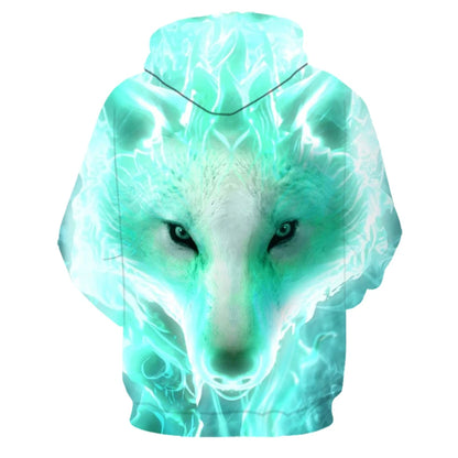 Wolf 3D Print Hoodie - Polyester O-Neck Oversized Streetwear
