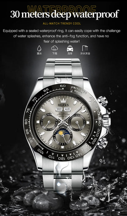 OLEVS 6654 Men's Watch - Automatic Mechanical, Sport, Waterproof, Luminous, Week Calendar