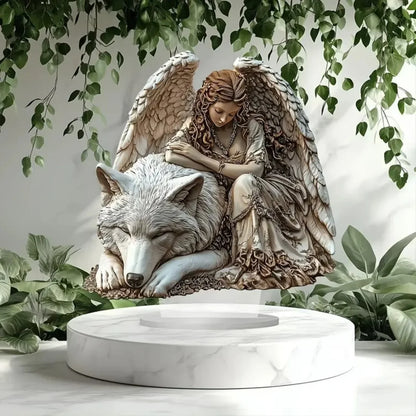 Wolf and Fairy Acrylic Plaque - 20x20cm 2D Desktop Decor Sign