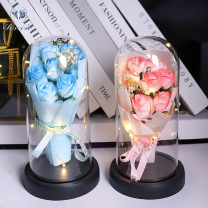 Eternal Rose Glass Dome with LED – Romantic Flower Gift, 6 Colors