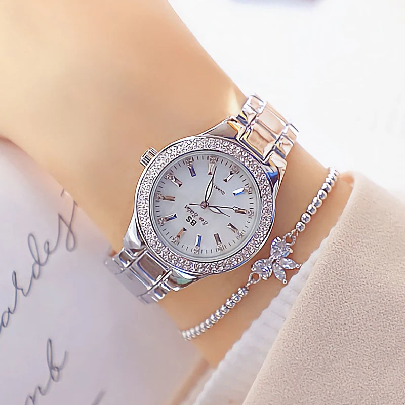 Women’s Stainless Steel Quartz Watch, Gold and Silver Options