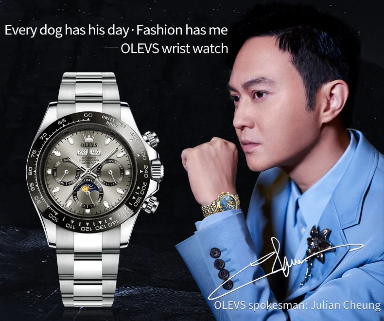 OLEVS 6654 Men's Watch - Automatic Mechanical, Sport, Waterproof, Luminous, Week Calendar