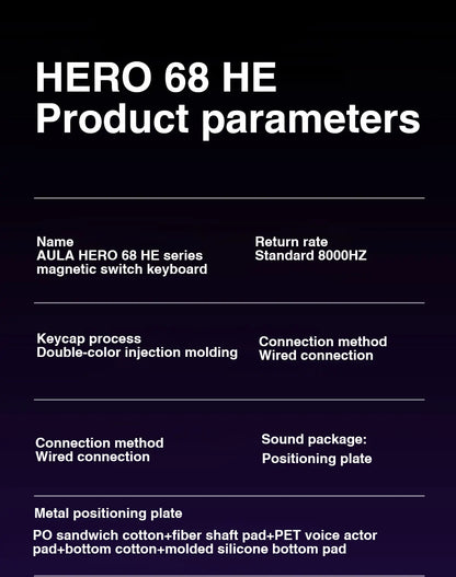 AULA HERO 68HE Magnetic Switch Keyboard - Rapid Trigger, 8K, Hot-Swap, RGB