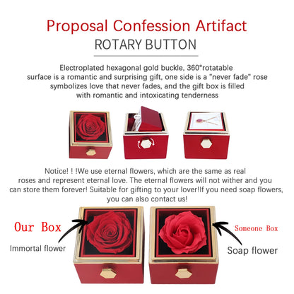 Eternal Rose Box with Custom Envelope Necklace Gift Set
