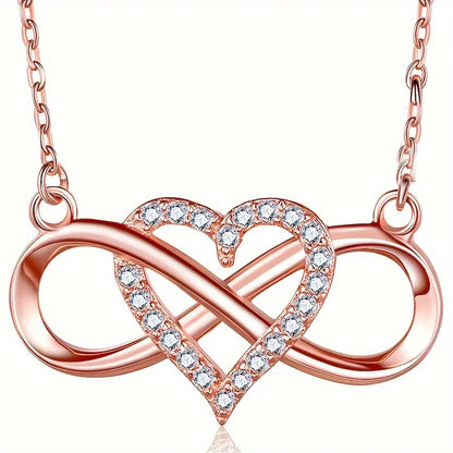 Infinity Heart Necklace - Rose Gift Box Set for Her
