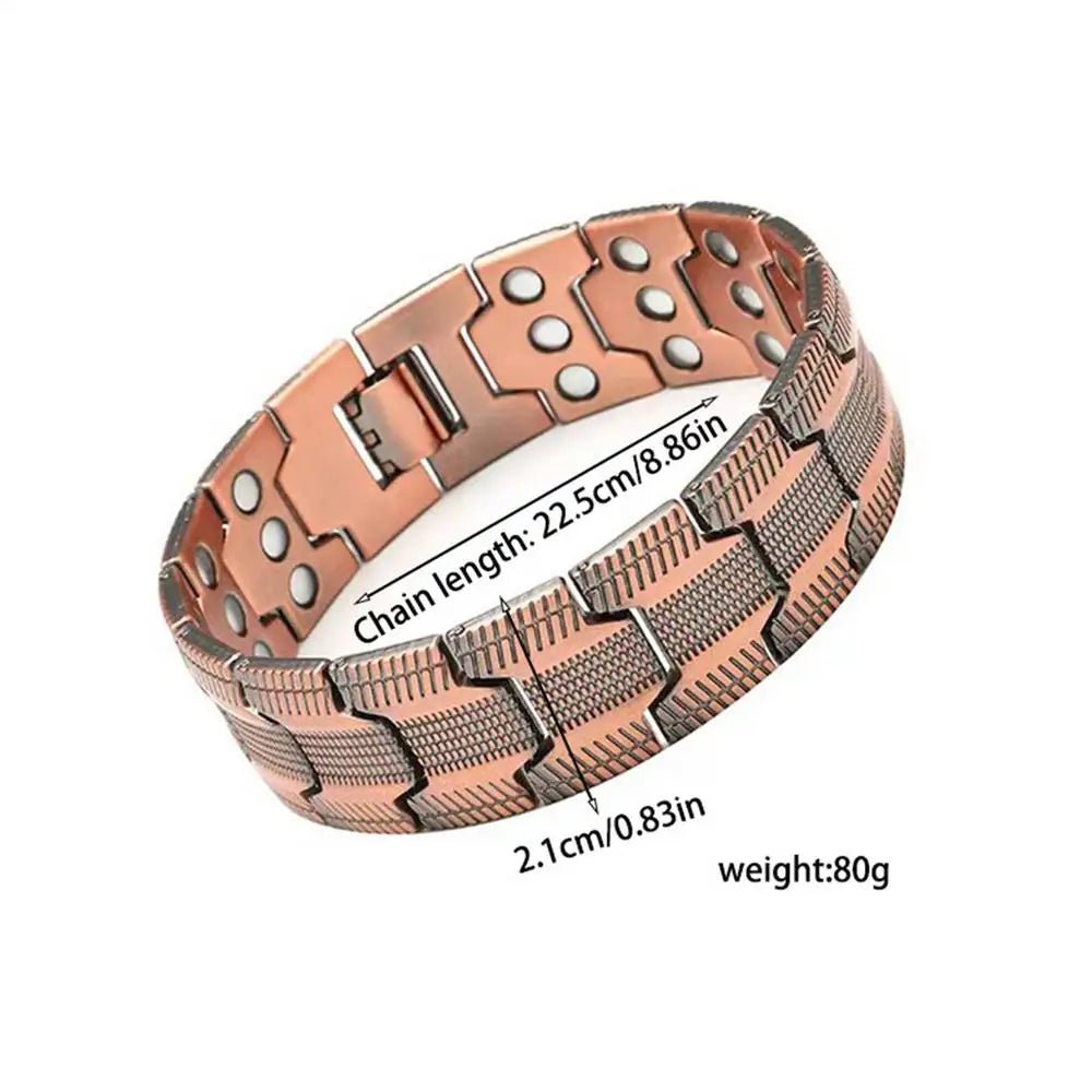 Men's Copper Magnetic Therapy Bracelet – 57 Magnets, Adjustable