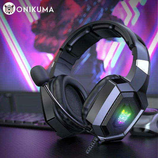ONIKUMA K8 Gaming Headset - RGB LED Wired Headphones with Mic