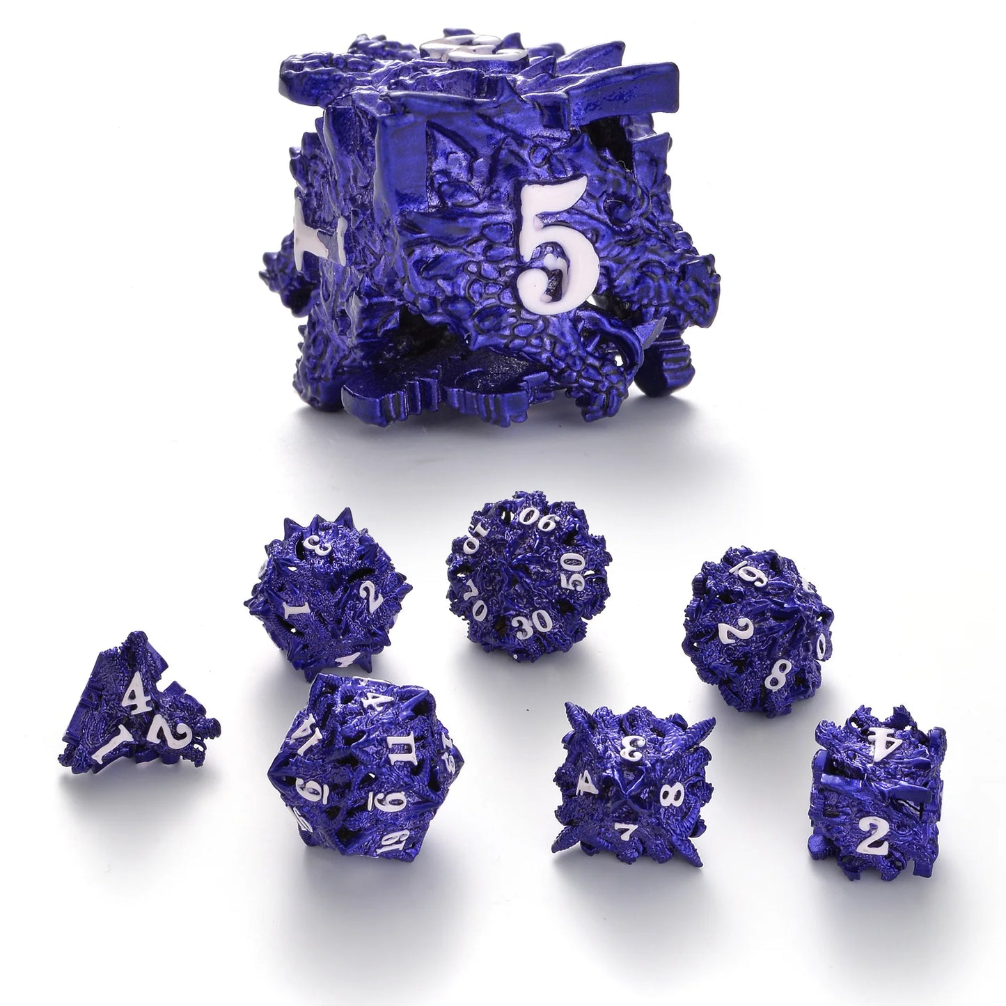 Metal Dragon Dice Set - Hollow D&D Polyhedral Dice