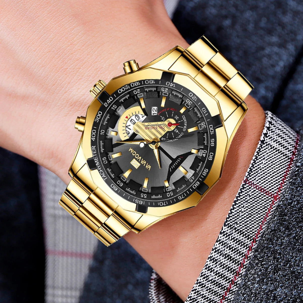 VA VA VOOM VA-238 Men’s Sport Quartz Watch with Stainless Steel Band